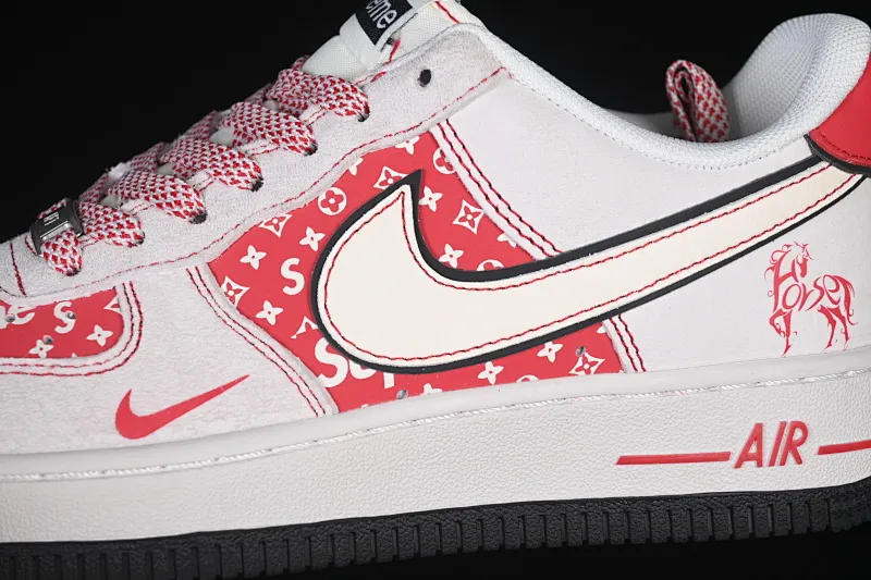 All categories Nk Air Force 1 Air Force series Nk Air Force 1 Low Air Force low-top Nike Air Force 1'07 Low red and white presbyopic stitching Air Force 1 low-top casual sneakers JP2026-131